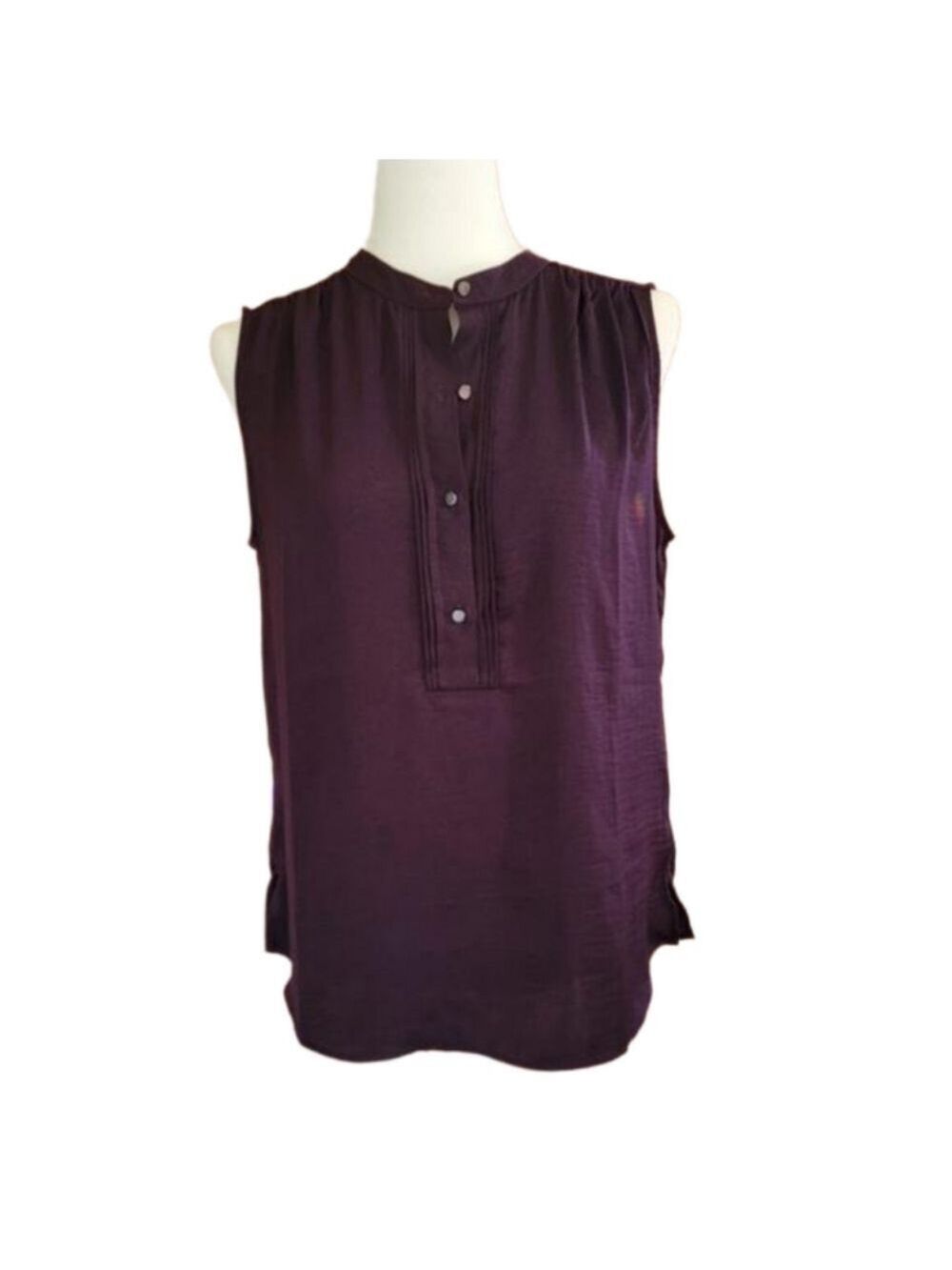 Banana Republic Sleeveless Buttonfront Purple Blouse Size Medium Petite EUC